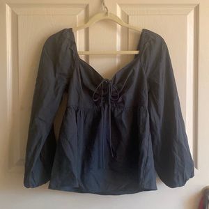 dark blue sinched middle flowy top